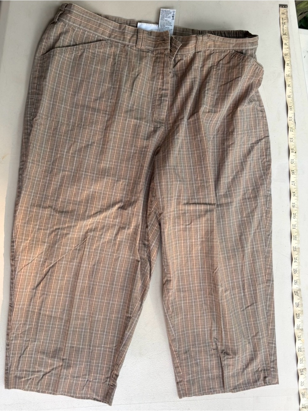 White Stag Women's Tan Plaid Capris